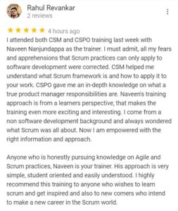 CSPO Training Certification Review Best Naveen Nanjundappa